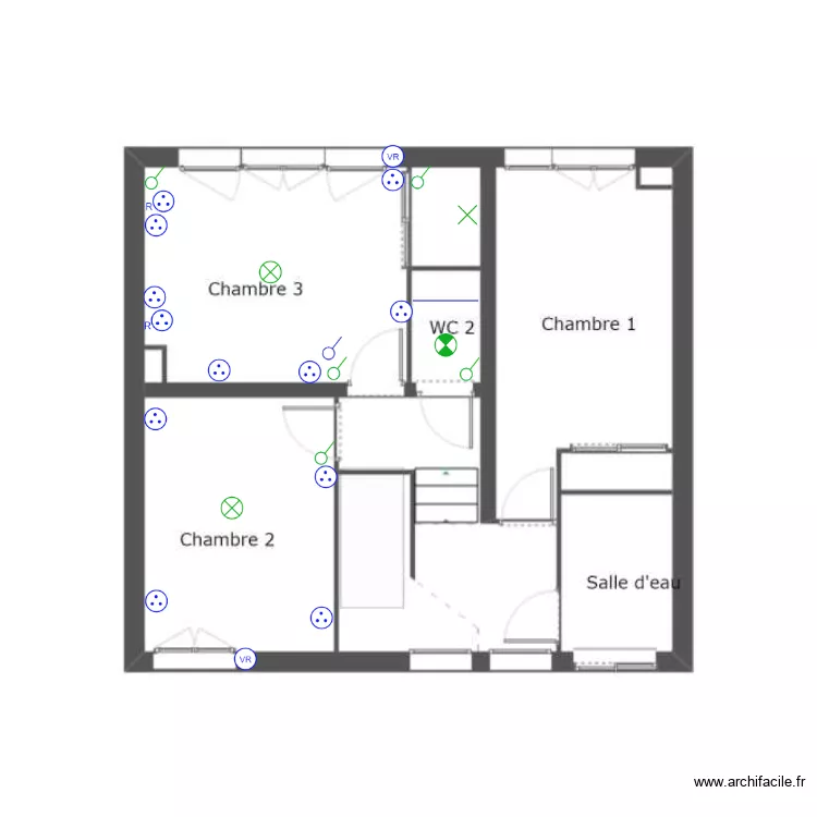 CHAMBRES - SDB. Plan de 