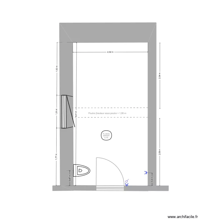 Salle d'eau Logis 1 vide. Plan de 