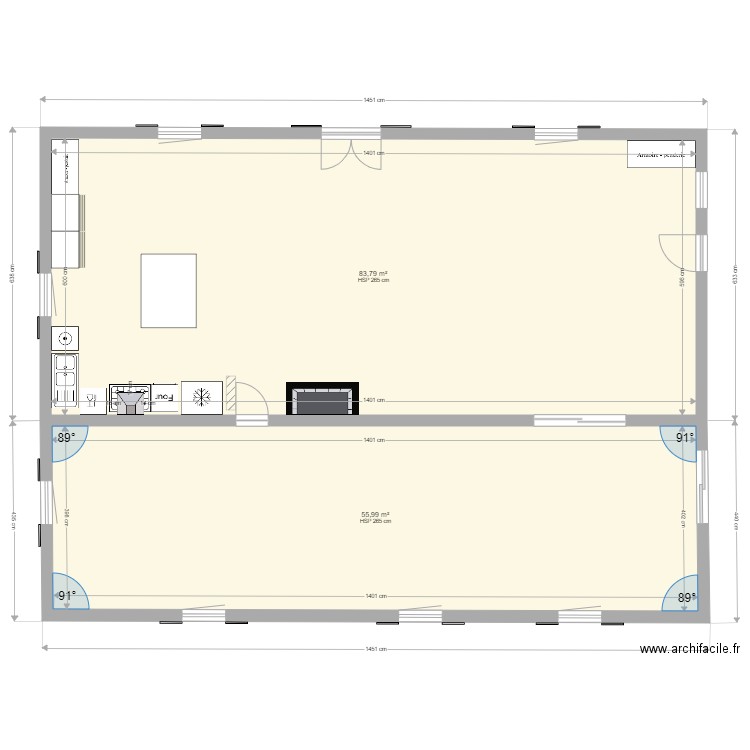 maison. Plan de 2 pièces et 140 m2