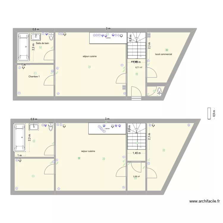 boulangerie berchere les pi&egrave;res. Plan de 8  et 133 m²