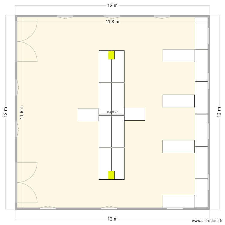 conteneur locasix new salle emballage. Plan de 1 pièce et 139 m2