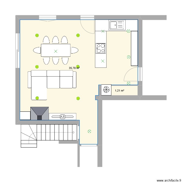 INÊS  Sala  ILUMINAÇÃO com móveis. Plan de 2 pièces et 37 m2