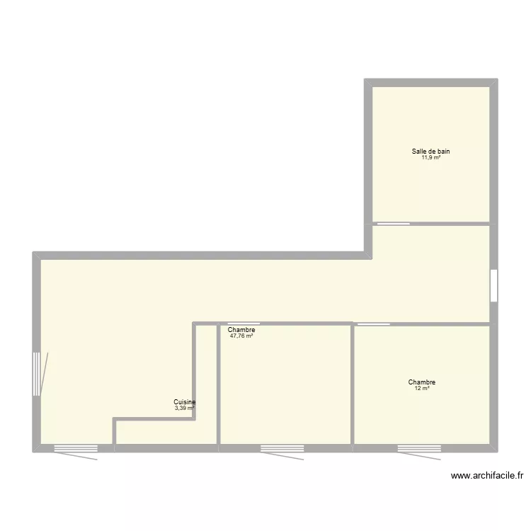 APPART 1. Plan de 4 Pièces et 75 m²