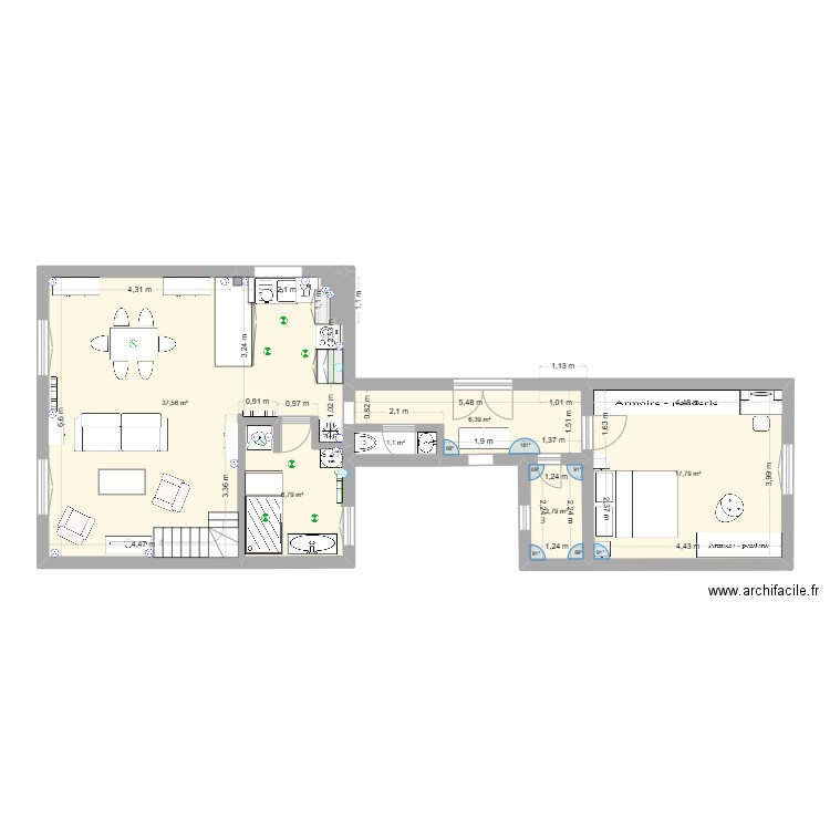27 août. Plan de 6 pièces et 73 m2