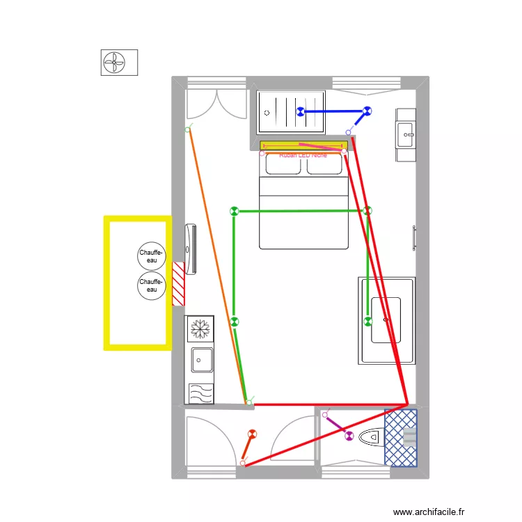 Airbnb éclairage. Plan de 3 et 37 m² Airbnb éclairage. Plan de 3 et 37 m²