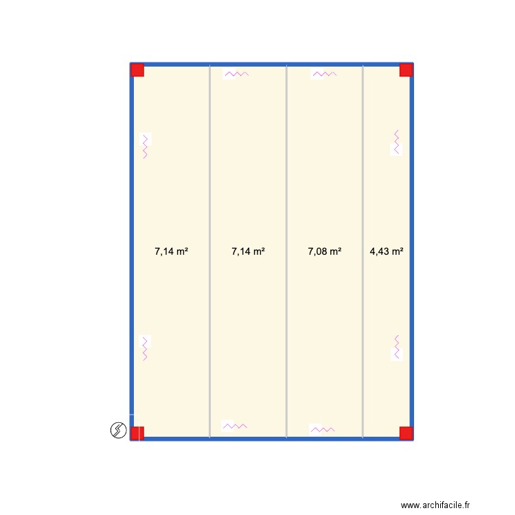 GLASTANBURY. Plan de 4 pièces et 26 m2