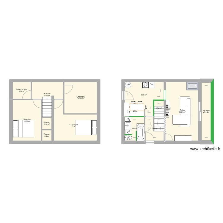 maison avec travaux. Plan de 14 pièces et 81 m2