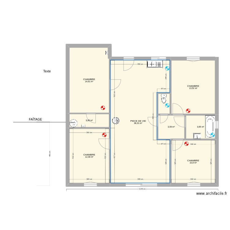 leost. Plan de 9 pièces et 102 m2