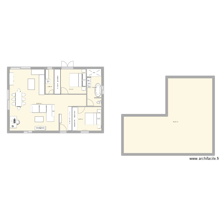 Plan maison. Plan de 6 pièces et 149 m2