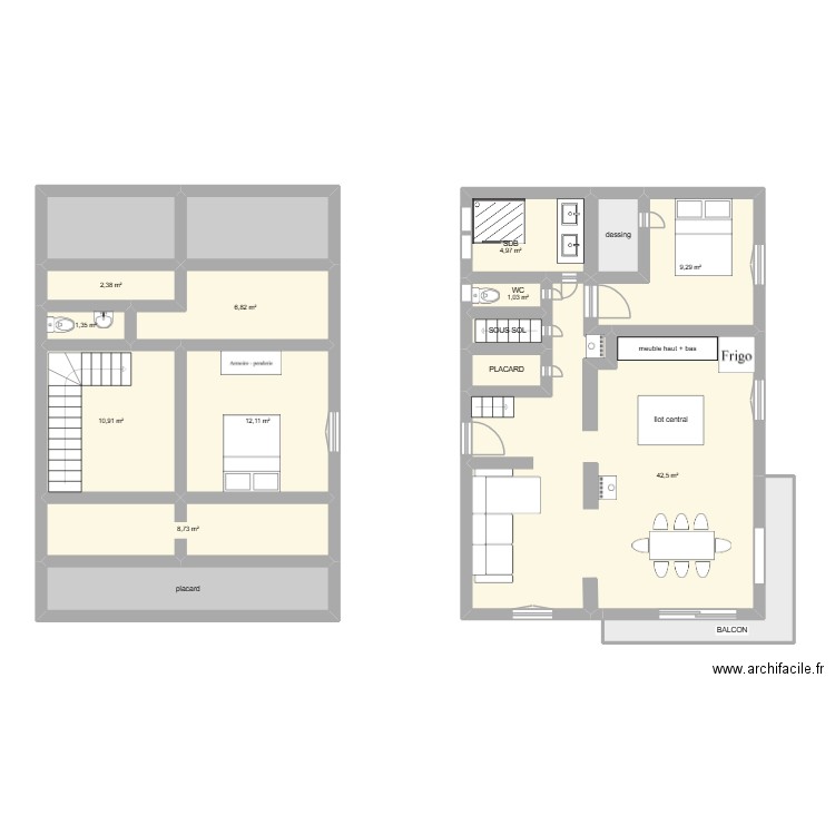 MAISON GOLBEY étage. Plan de 17 pièces et 127 m2