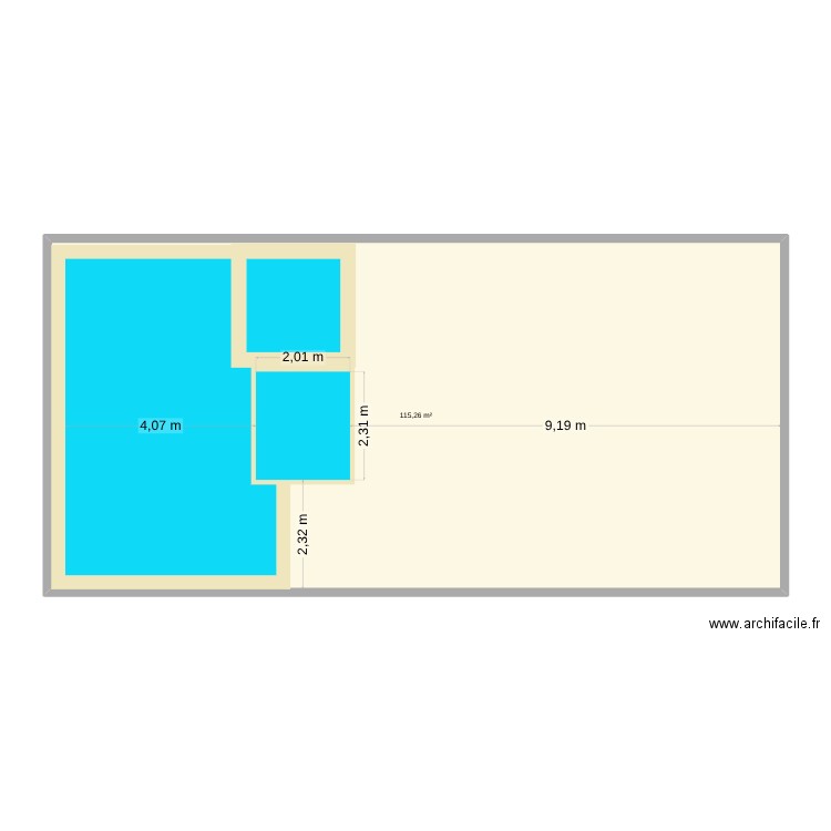 piscine red. Plan de 1 pièce et 115 m2
