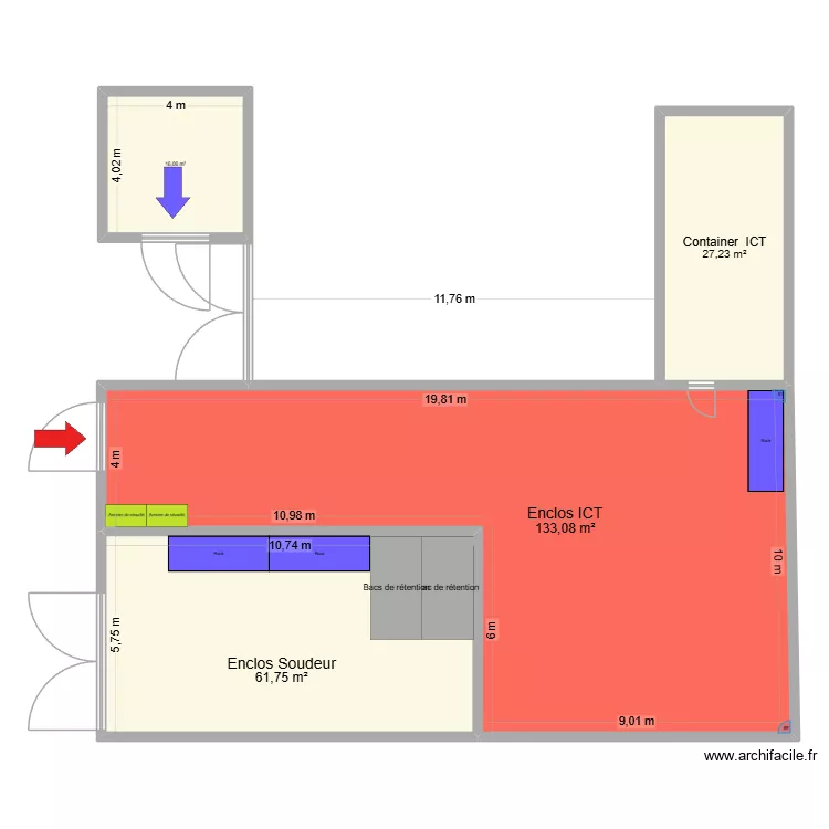 SP Enclos soudeurs. Plan de 4  et 238 m²