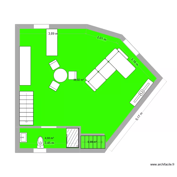 2e Maison Roubaix aménagé couche 1 couleur ++. Plan de 3 Pièces et 44 m² 2e Maison Roubaix aménagé couche 1 couleur ++. Plan de 3 Pièces et 44 m²