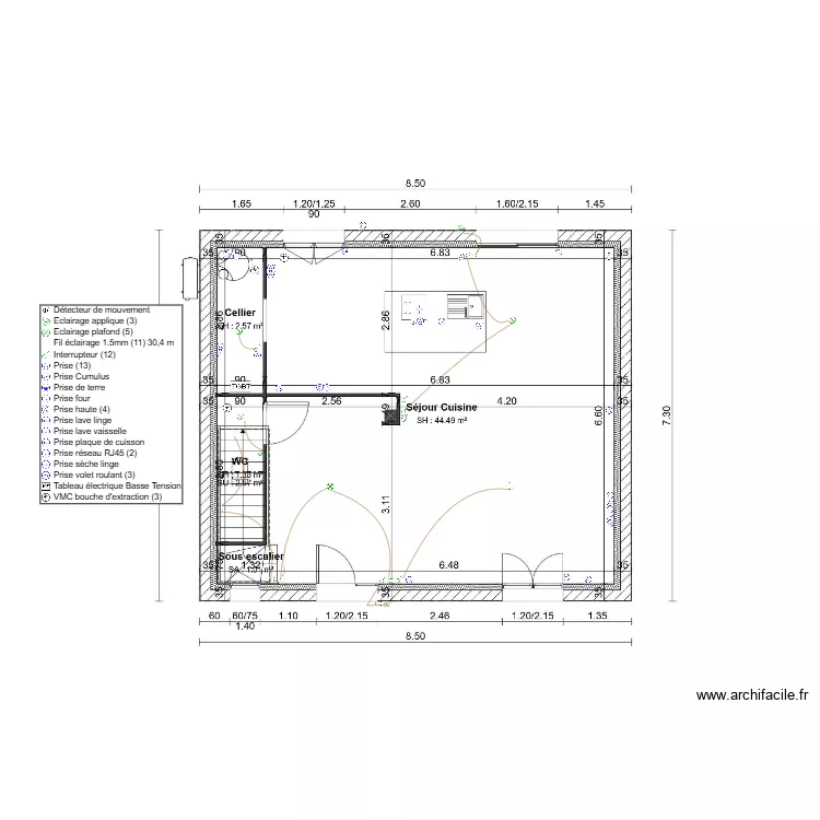 PLAN ELEC BOUR RDC. Plan de 
