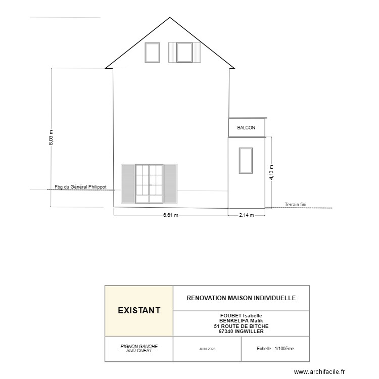 FOUBET ISABELLE Pignon Droit (SO). Plan de 0 pièce et 0 m2