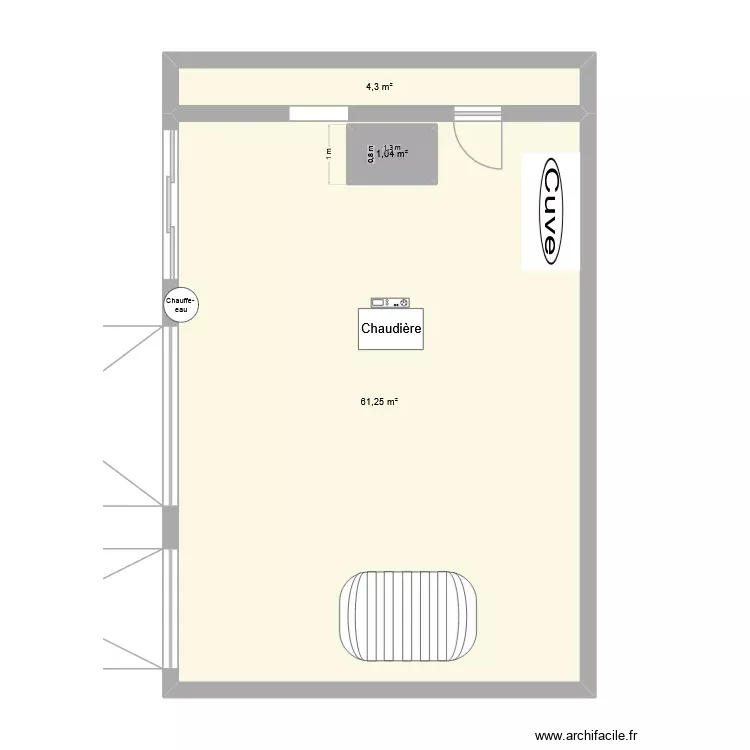 Sous-sol Texas. Plan de 3 Pièces et 68 m²