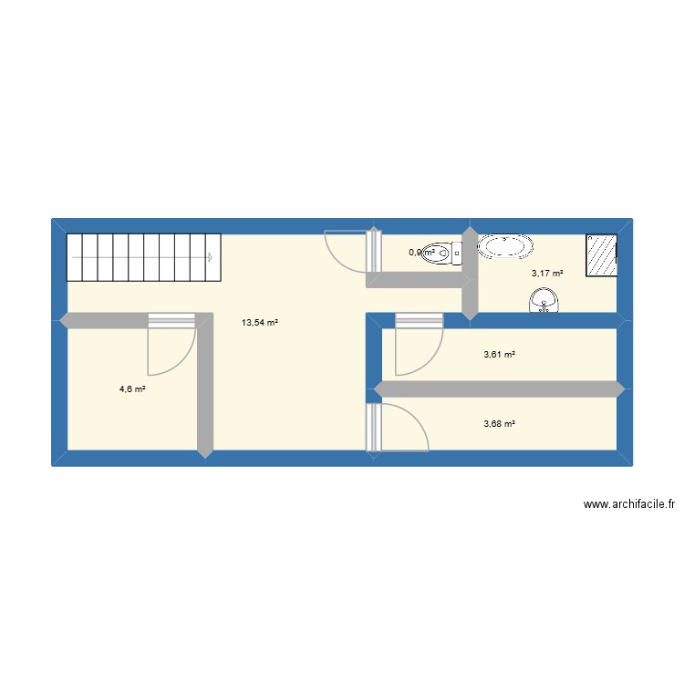 plan etage. Plan de 6 pièces et 30 m2