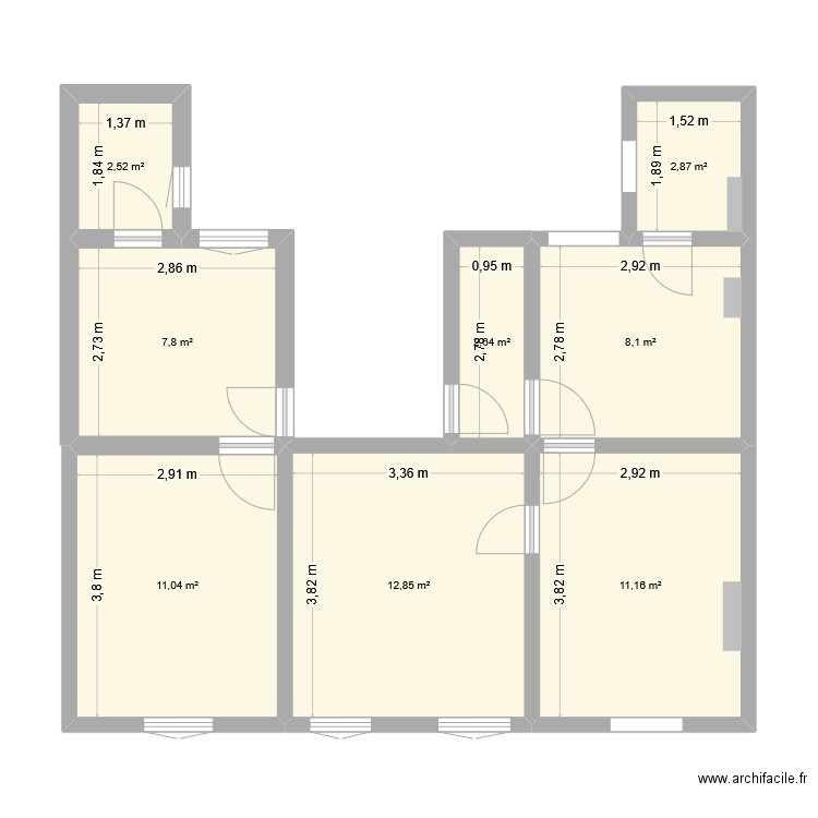 appartement test 2. Plan de 8 pièces et 59 m2