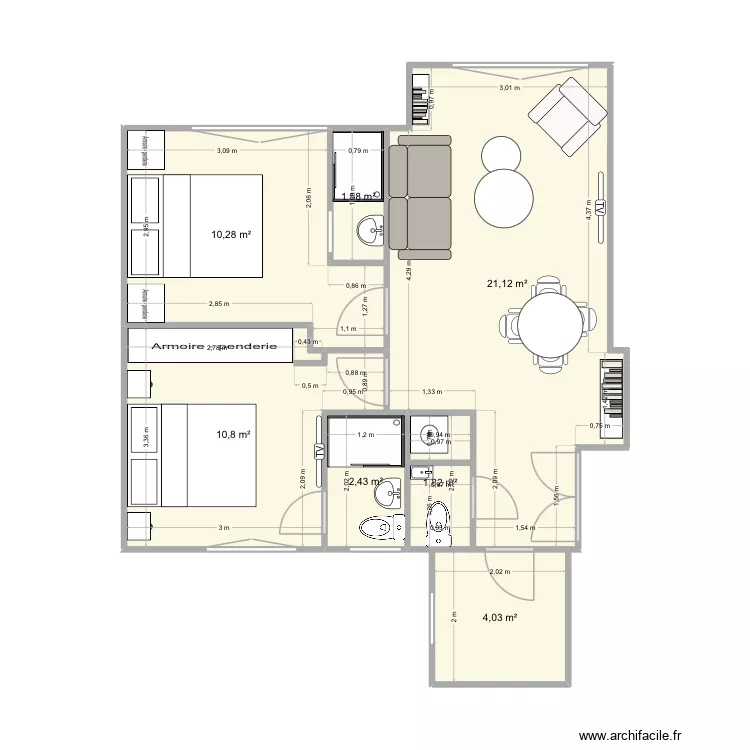 19Mon. Plan de 7  et 52 m²
