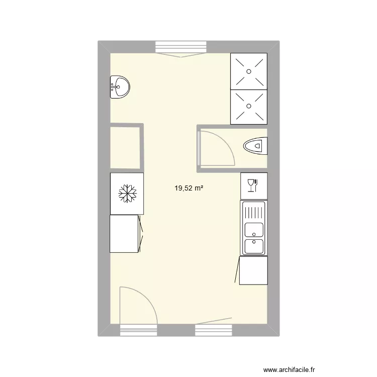 SdB Piscine. Plan de 1  et 20 m²