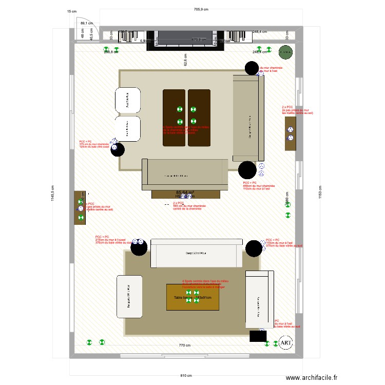 Salon - La Rémondière - V3 B. Plan de 1 pièce et 86 m2