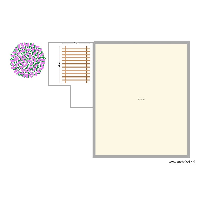 Pergola. Plan de 1 pièce et 120 m2