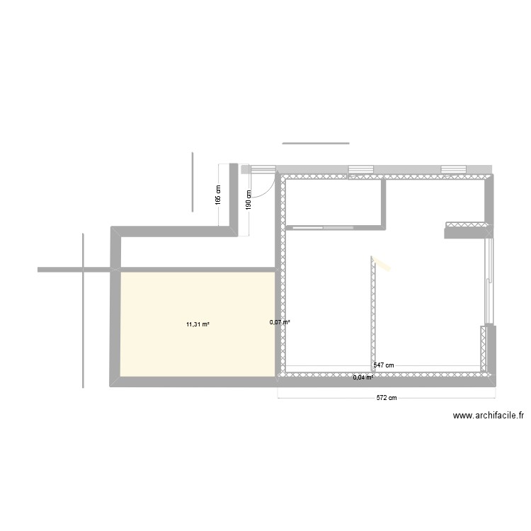 aménagement garage studio . Plan de 3 pièces et 11 m2