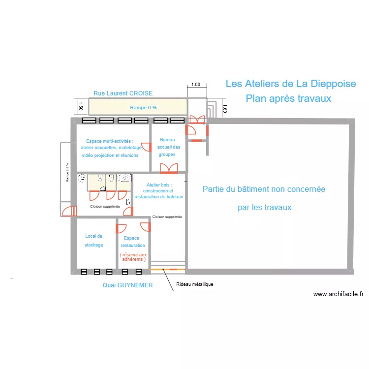 Atelier la Dieppoise. Plan de 13 et 97 m² Atelier la Dieppoise. Plan de 13 et 97 m²