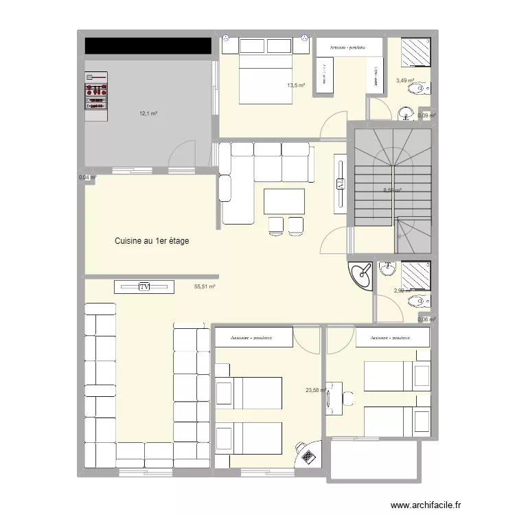 Maison El Houda - Appt N&deg;1 (Cuisine). Plan de 