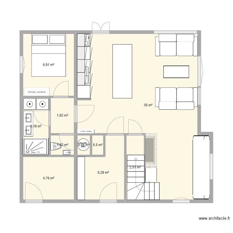 Saint-Luc RDC New 6ch 2sdb. Plan de 10 pièces et 62 m2