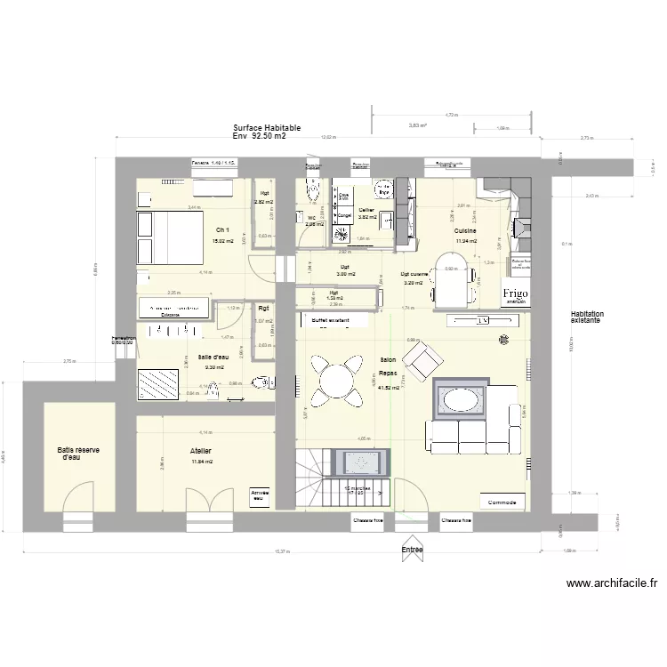Loft Agrandissement R de C+1m=. Plan de 