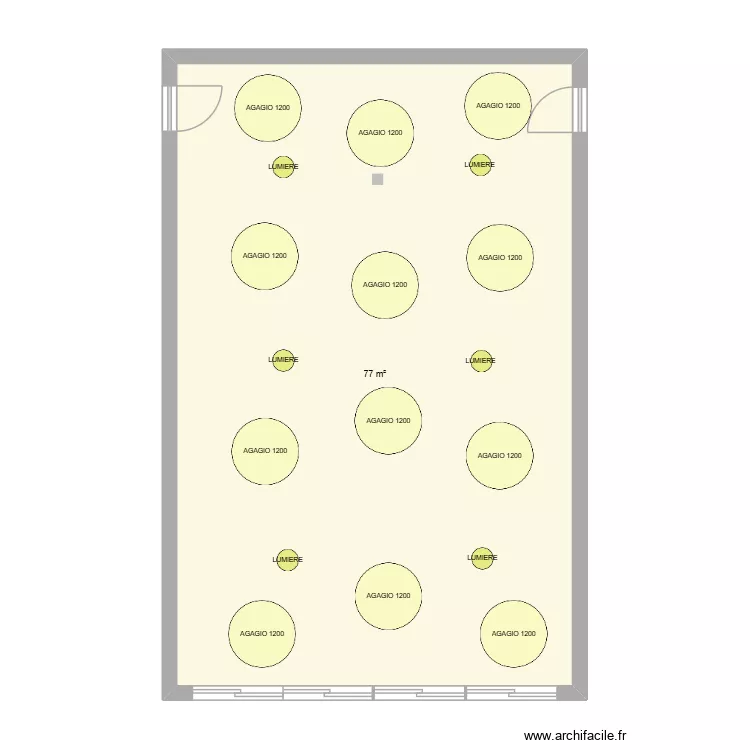 PUISEUX EN FRANCE - CANTINE MATERNELLE. Plan de 1  et 77 m²