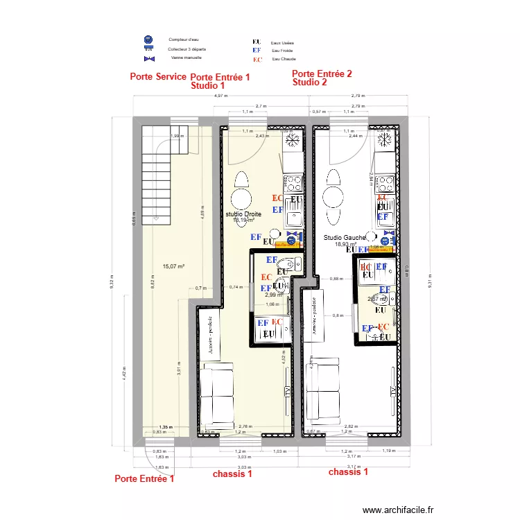 immeuble 1 RDC V2-c Plomb 2 studios. Plan de 