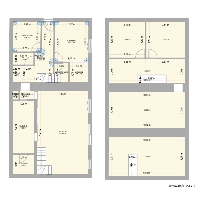Sorbiers RDC. Plan de 19 pièces et 175 m2