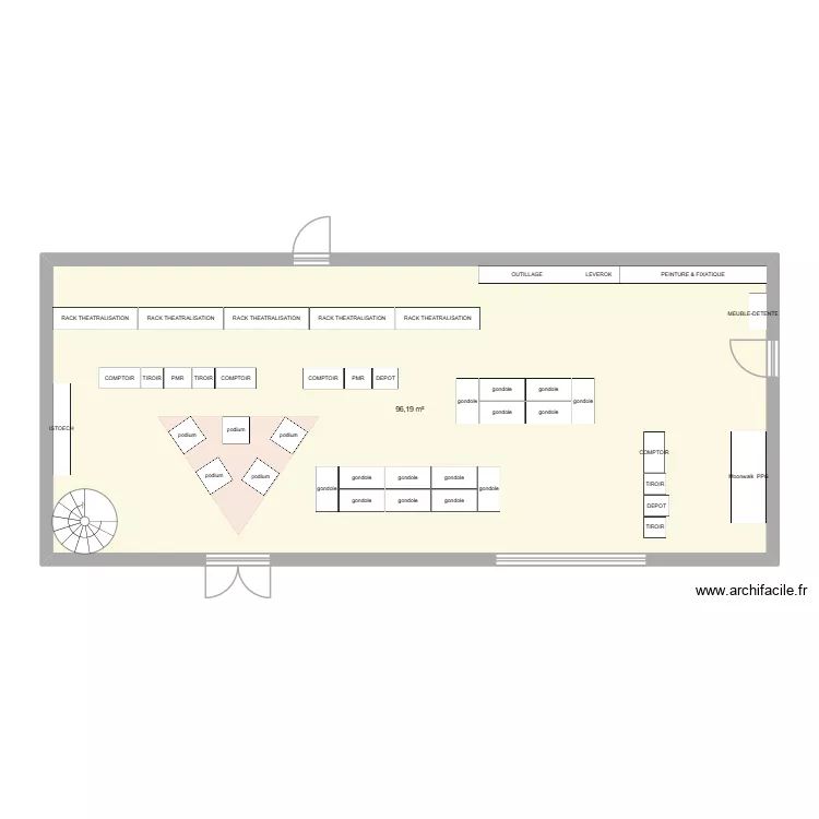 PROUVY 3. Plan de 1 pièce et 96 m²