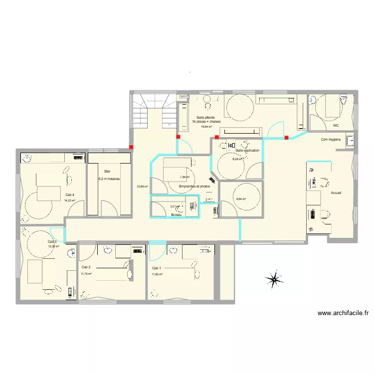 Leroux Barth version 8 bis. Plan de 13  et 162 m²