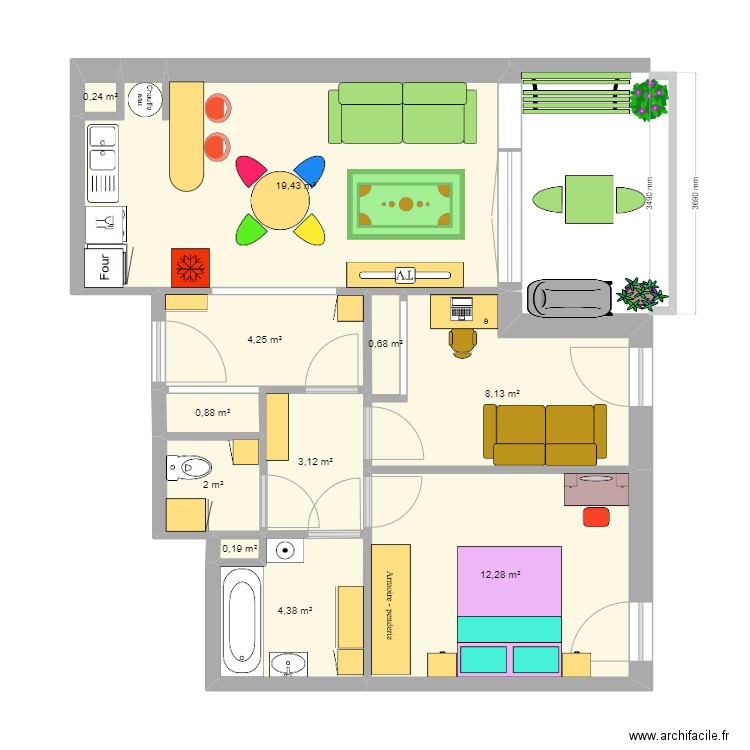 Appartement Mili. Plan de 11 pièces et 56 m2