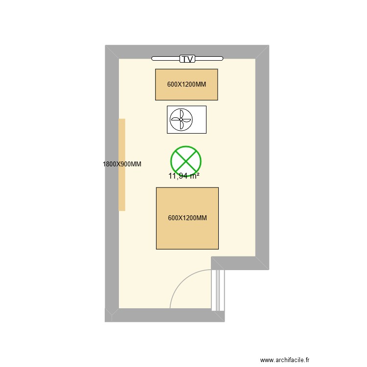 Deskeo Mucho Salle Tacos. Plan de 1 pièce et 12 m2