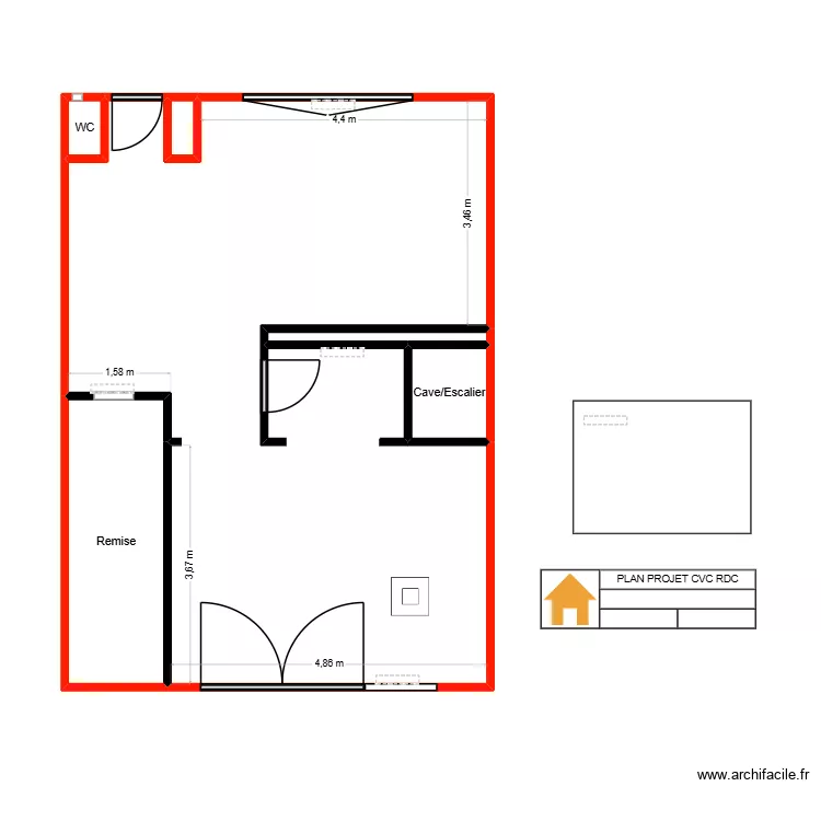 FARCI CVC RDC. Plan de 6  et 56 m²