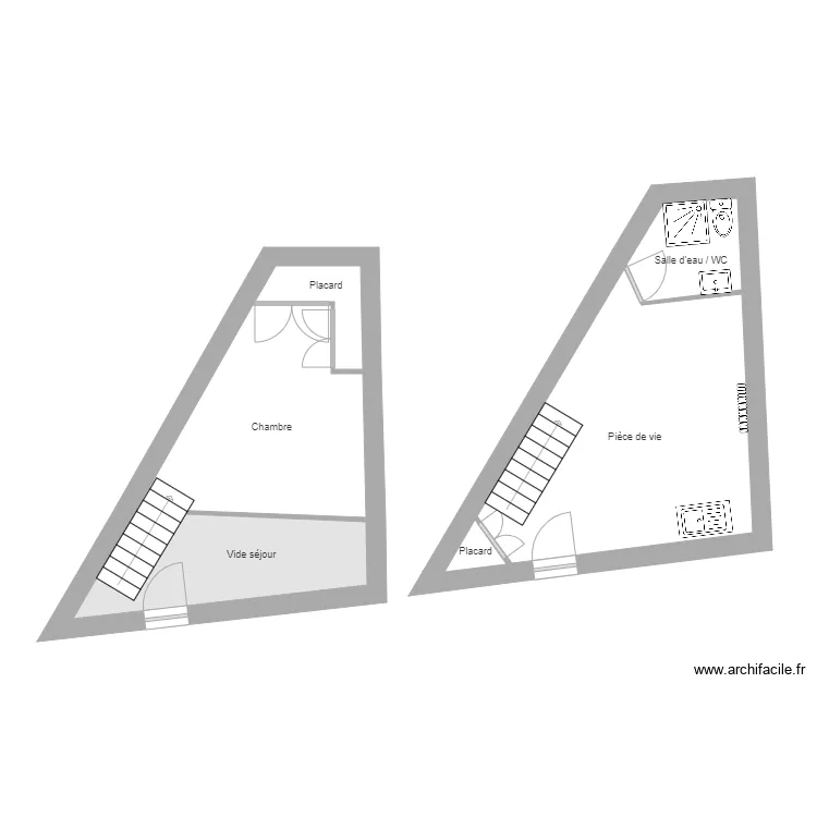 Daunaulin d&eacute;pendance. Plan de 6  et 42 m²