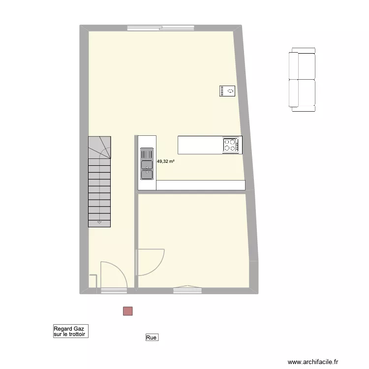 24 r de Valmy Modification emplacement gaz. Plan de 1  et 49 m²