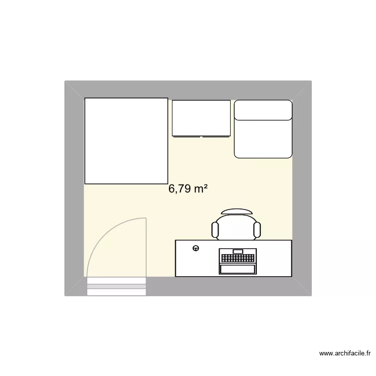Bureau. Plan de 1  et 7 m²