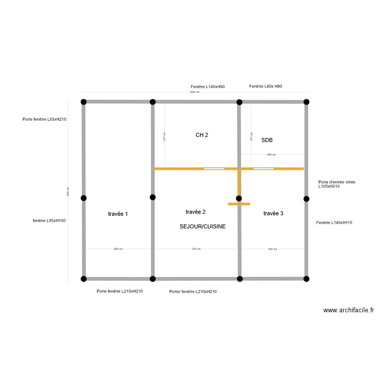  implantation pieux metal et poteaux à l intérieur 80 m² sans les murs. Plan de 0 pièce et 0 m2