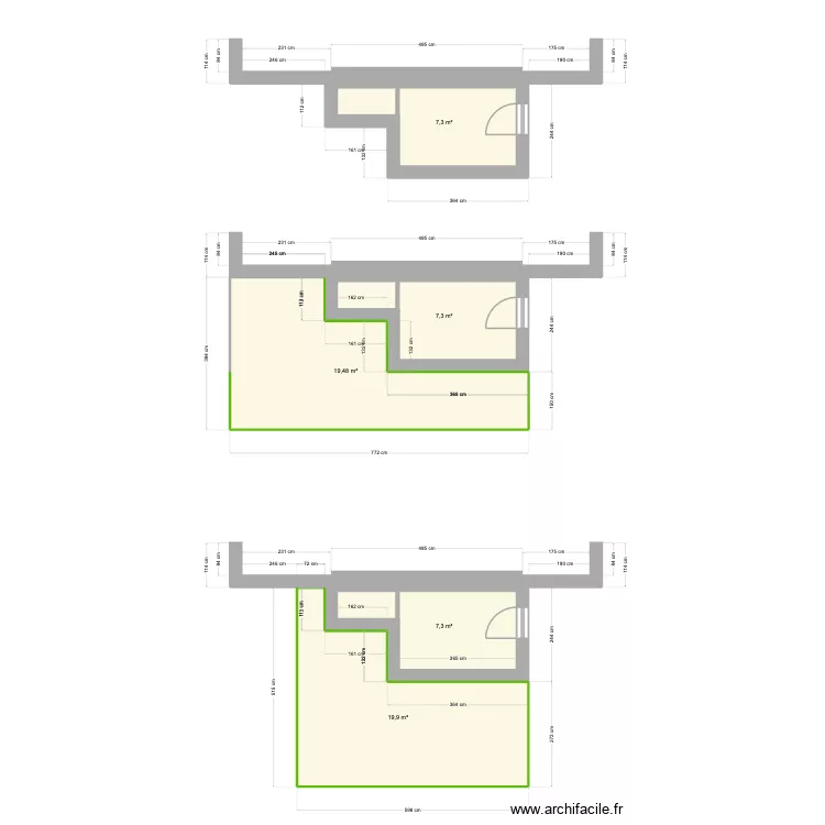 Extension Maison. Plan de 5 pièces et 61 m²