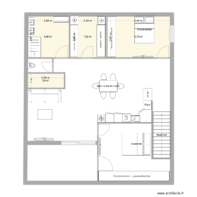 APPART BUREAU. Plan de 4 pièces et 33 m2
