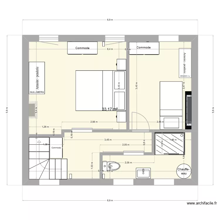 Etage Droite. Plan de 1 et 33 m² Etage Droite. Plan de 1 et 33 m²