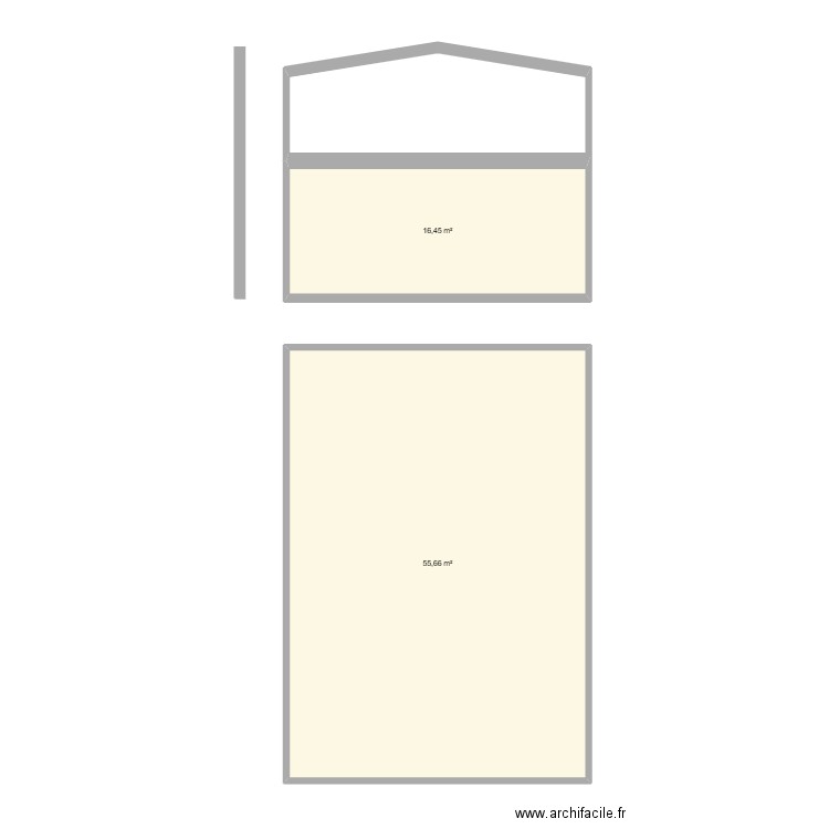 PPM. Plan de 2 pièces et 72 m2