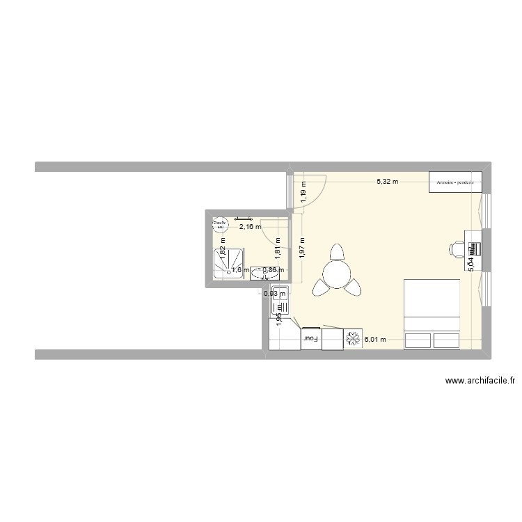 morteau. Plan de 1 pièce et 32 m2