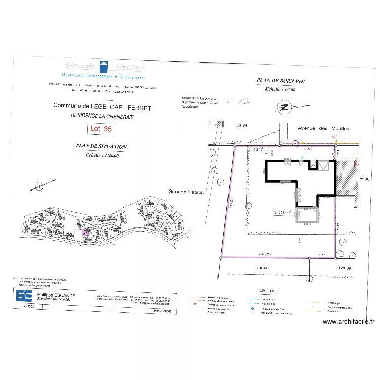 Plan de maison Extension + Baie + bornage TER. Plan de 2  et 120 m²