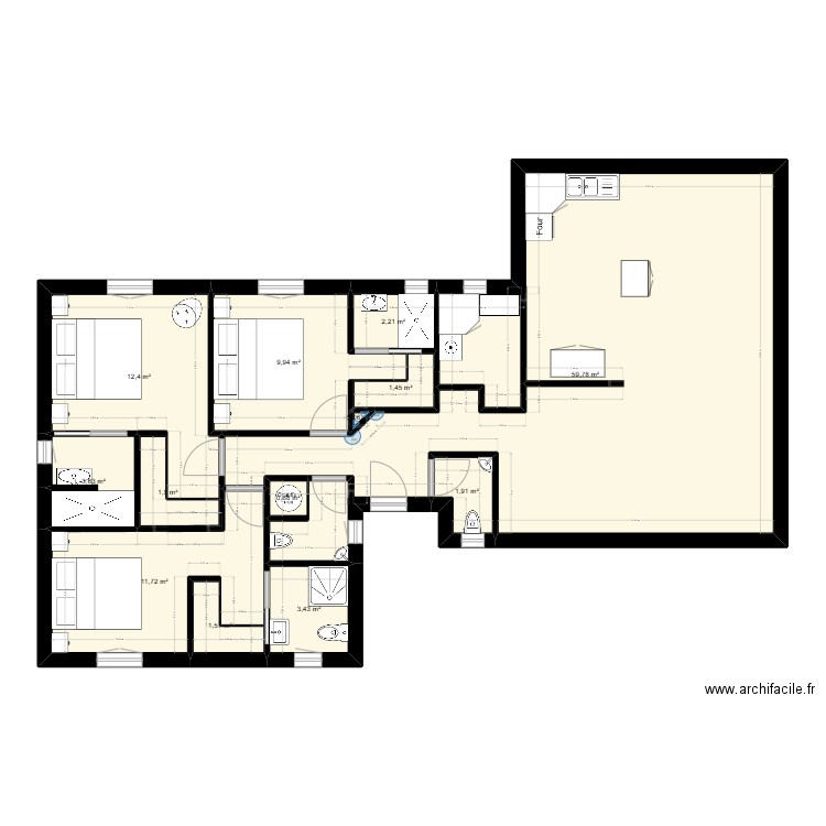plan 280325. Plan de 13 pièces et 111 m2